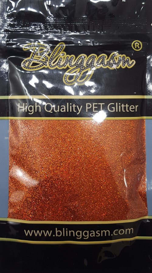 Holographic Solvent Resistant Blinggasm Polyester Glitter 3.5 oz By Weight .008 Or .015 Choose Size From Menu #8 LB400 ORANGE